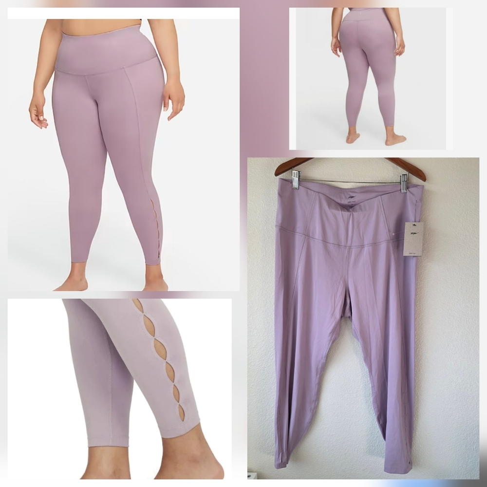 Nike Yoga Training Dri-FIT Cutout 7/8 Leggings Purple Plum Fog Plus Size 2X